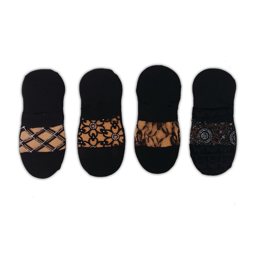 Black glitter no show socks